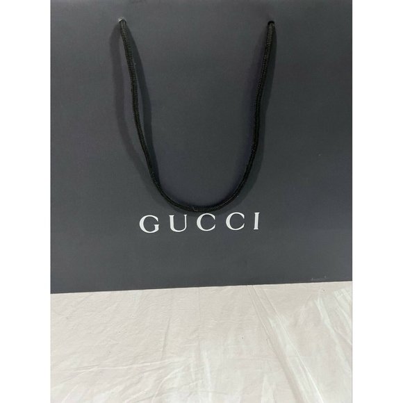Gucci Reusable Paper Shopping Bag Gift Rope Handle Black 14" x 19" x 6.6" - Picture 5 of 9